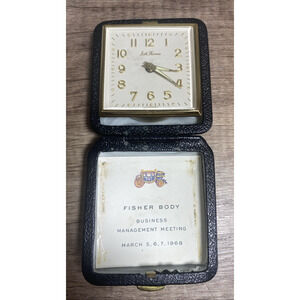 1960 Seth Thomas Japan Wind Up Travel Alarm Clock Fisher Body Original Box Case